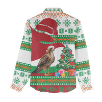 Lebanon Christmas Women Casual Shirt with Falcon, Holiday Tree, and Red Green Snowflake Pattern - Wonder Print Shop