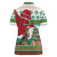 Lebanon Christmas Women Polo Shirt with Falcon, Holiday Tree, and Red Green Snowflake Pattern - Wonder Print Shop