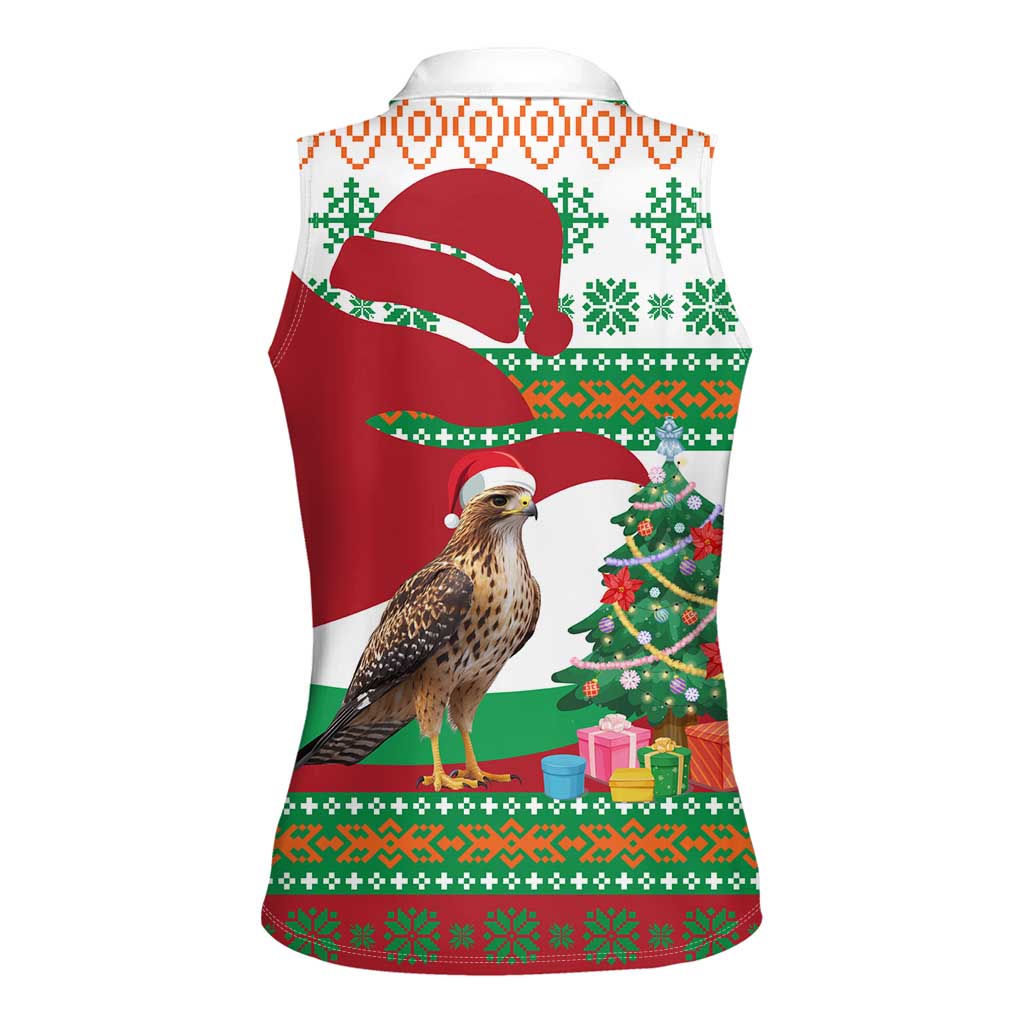 Lebanon Christmas Women Sleeveless Polo Shirt with Falcon, Holiday Tree, and Red Green Snowflake Pattern - Wonder Print Shop