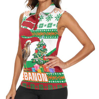 Lebanon Christmas Women Sleeveless Polo Shirt with Falcon, Holiday Tree, and Red Green Snowflake Pattern - Wonder Print Shop
