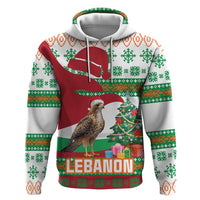 Lebanon Christmas Zip Hoodie with Falcon, Holiday Tree, and Red Green Snowflake Pattern - Wonder Print Shop