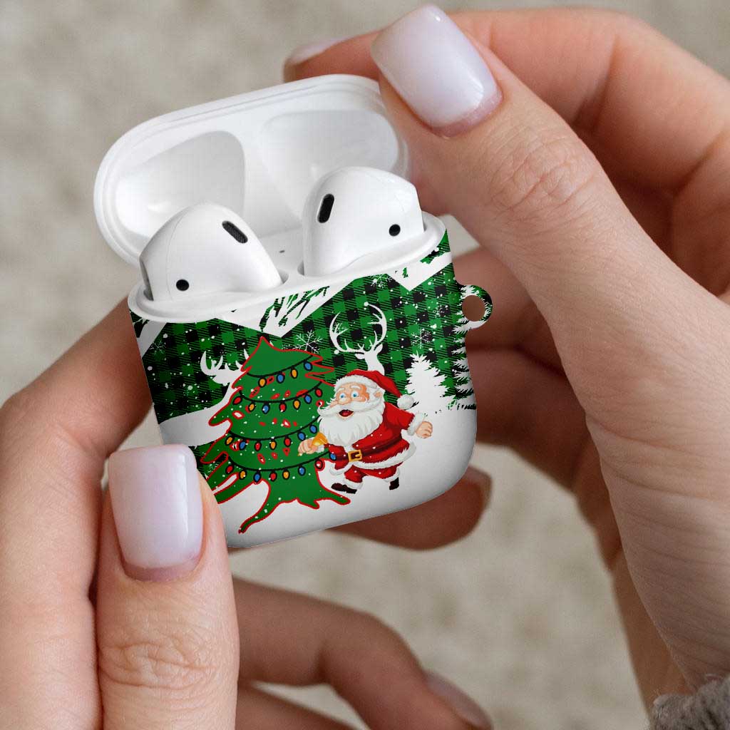 Lebanon Christmas AirPods Case with Santa Claus Reindeer Trees and Festive Knit Pattern - Wonder Print Shop
