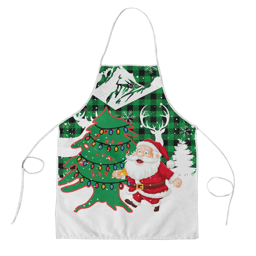 Lebanon Christmas Apron with Santa Claus Reindeer Trees and Festive Knit Pattern - Wonder Print Shop