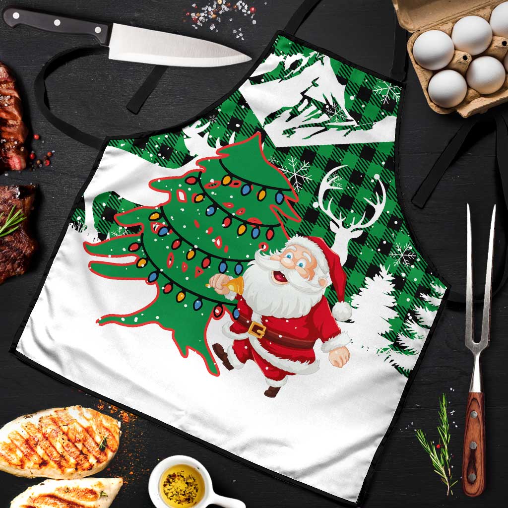 Lebanon Christmas Apron with Santa Claus Reindeer Trees and Festive Knit Pattern - Wonder Print Shop
