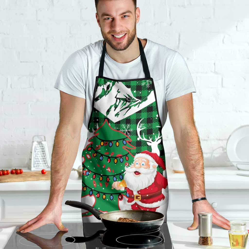 Lebanon Christmas Apron with Santa Claus Reindeer Trees and Festive Knit Pattern - Wonder Print Shop