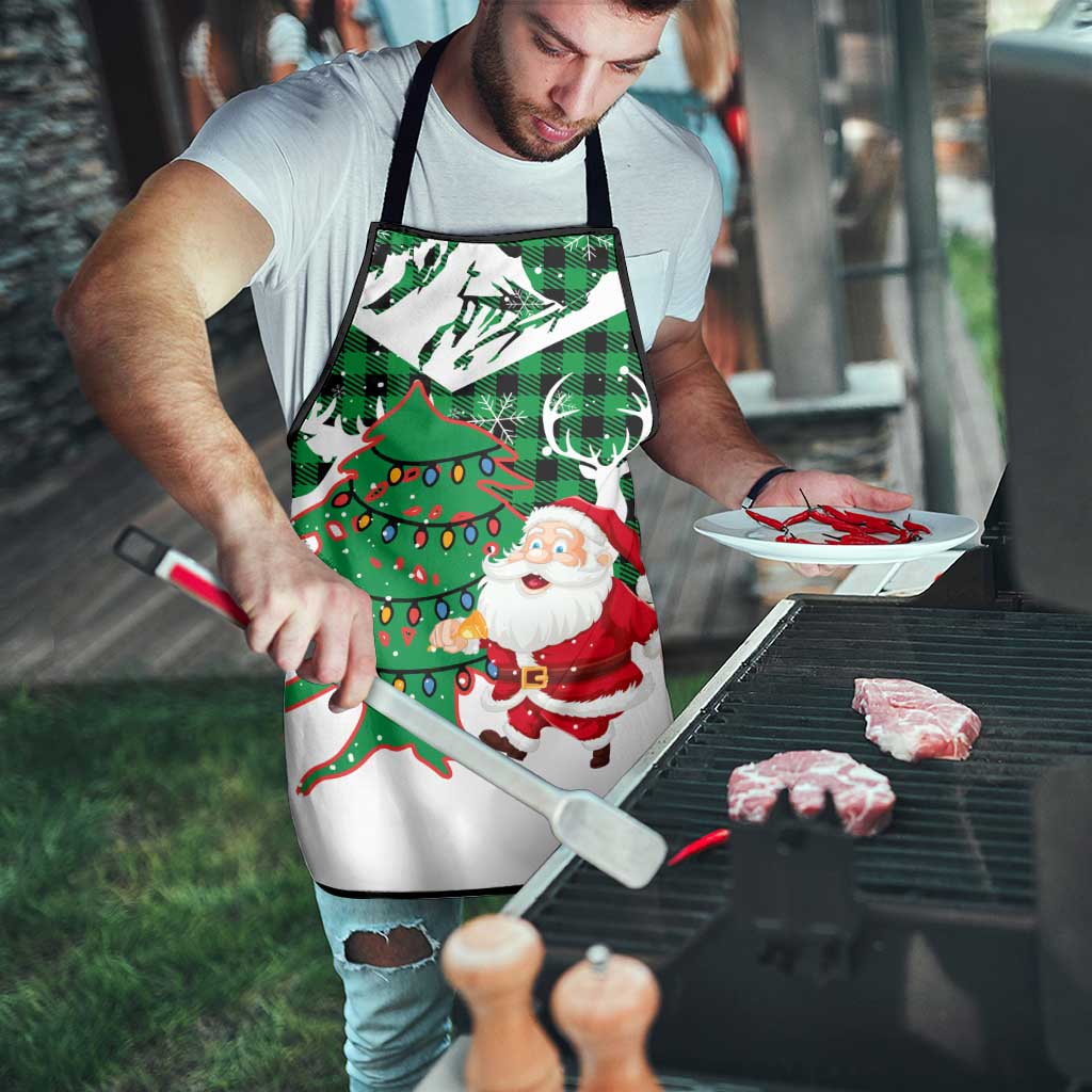 Lebanon Christmas Apron with Santa Claus Reindeer Trees and Festive Knit Pattern - Wonder Print Shop