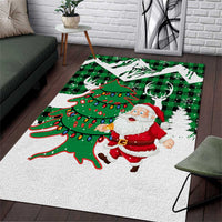 Lebanon Christmas Area Rug with Santa Claus Reindeer Trees and Festive Knit Pattern - Wonder Print Shop