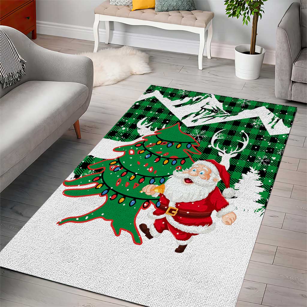 Lebanon Christmas Area Rug with Santa Claus Reindeer Trees and Festive Knit Pattern - Wonder Print Shop