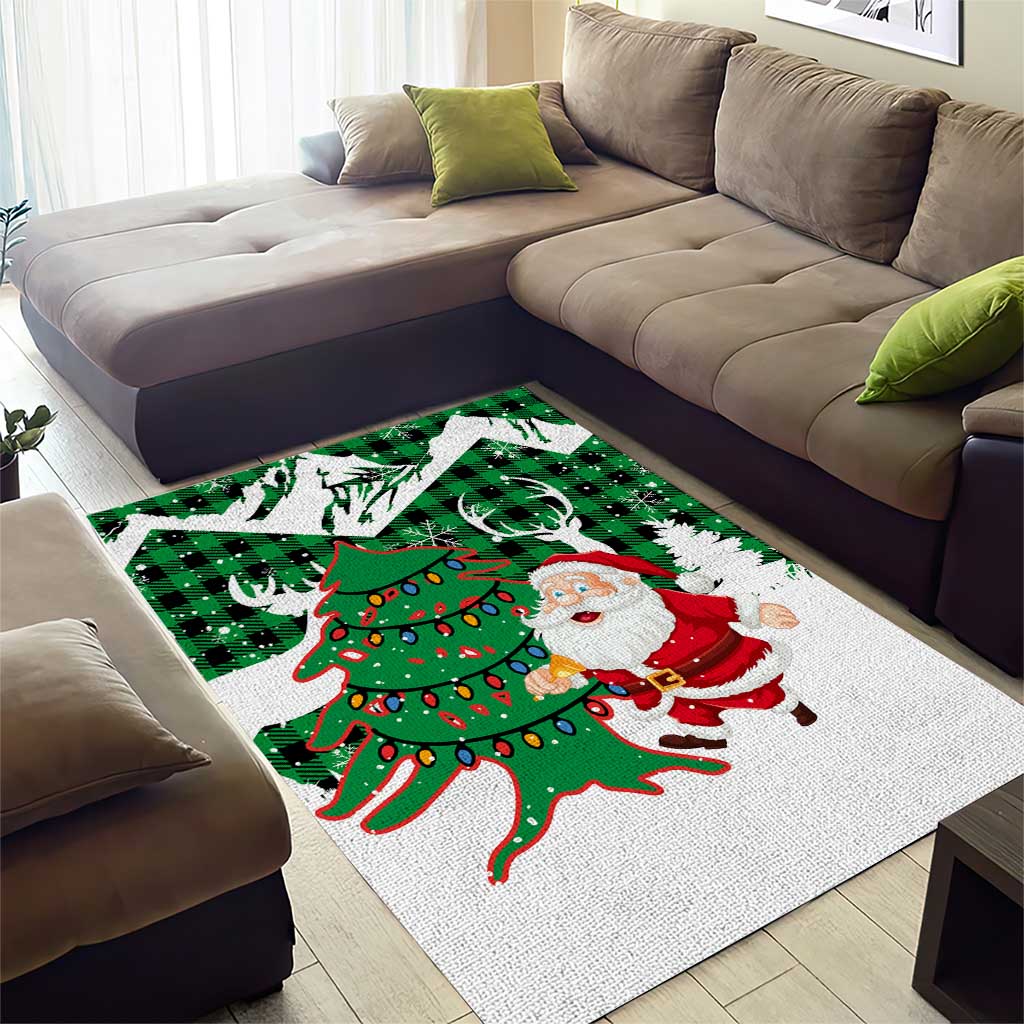Lebanon Christmas Area Rug with Santa Claus Reindeer Trees and Festive Knit Pattern - Wonder Print Shop