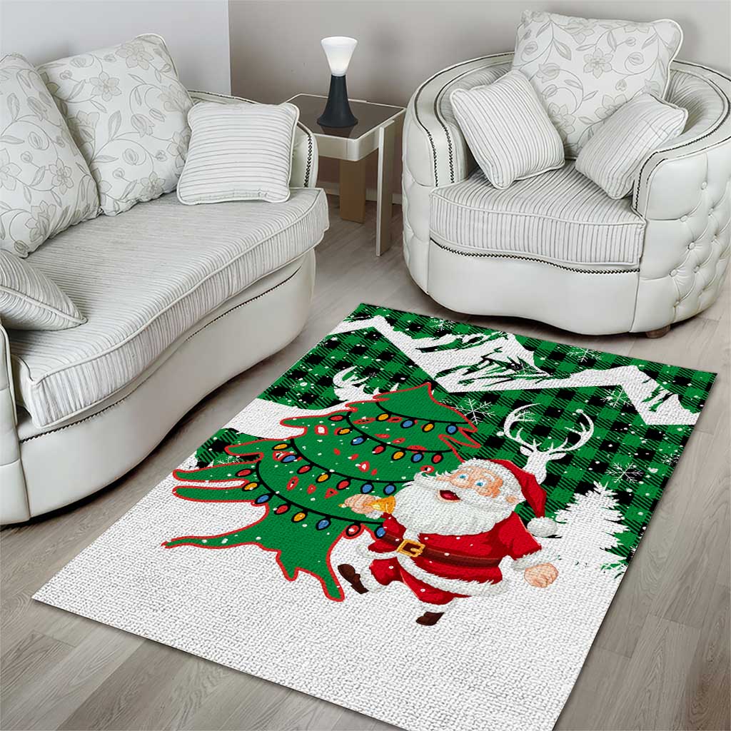 Lebanon Christmas Area Rug with Santa Claus Reindeer Trees and Festive Knit Pattern - Wonder Print Shop