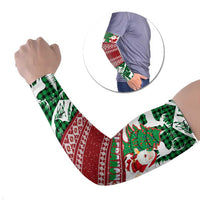 Lebanon Christmas Arm Sleeves with Santa Claus Reindeer Trees and Festive Knit Pattern - Wonder Print Shop