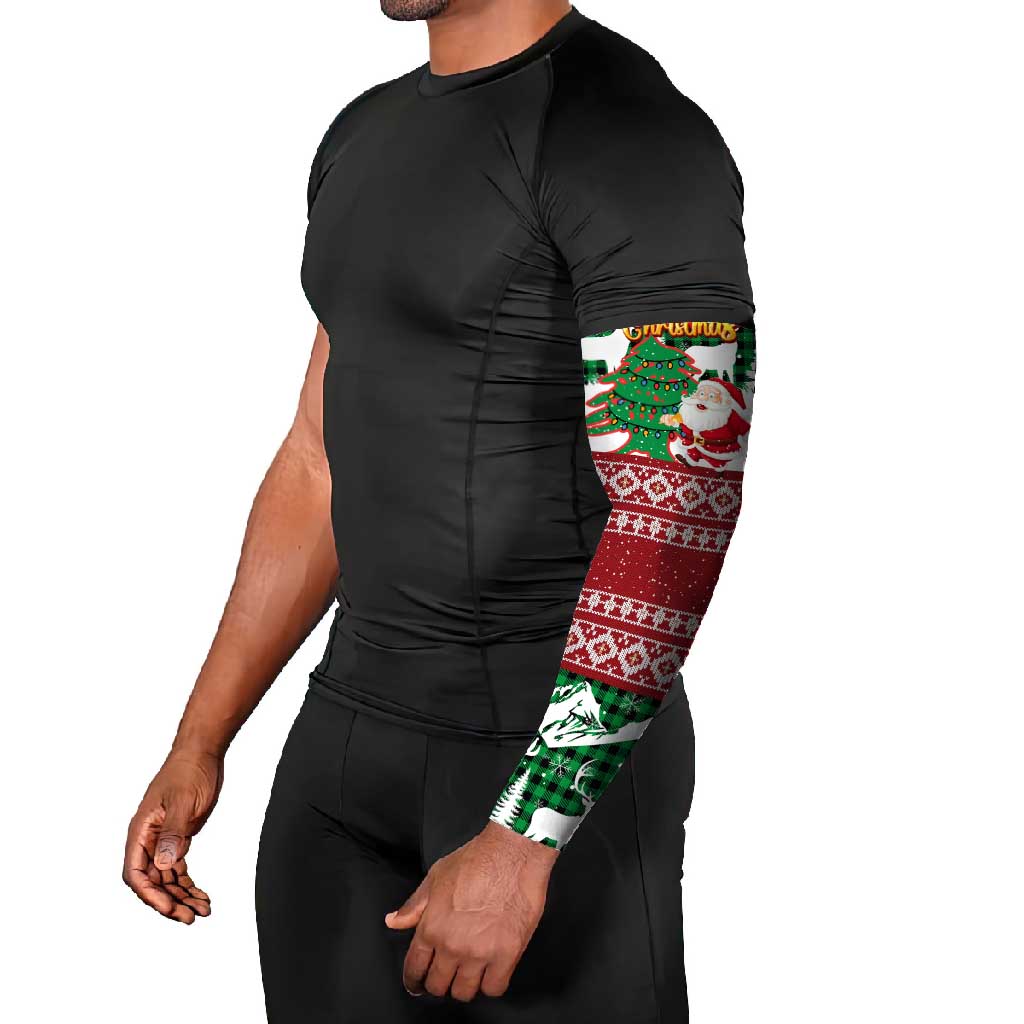 Lebanon Christmas Arm Sleeves with Santa Claus Reindeer Trees and Festive Knit Pattern - Wonder Print Shop