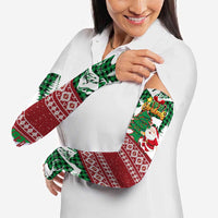 Lebanon Christmas Arm Sleeves with Santa Claus Reindeer Trees and Festive Knit Pattern - Wonder Print Shop