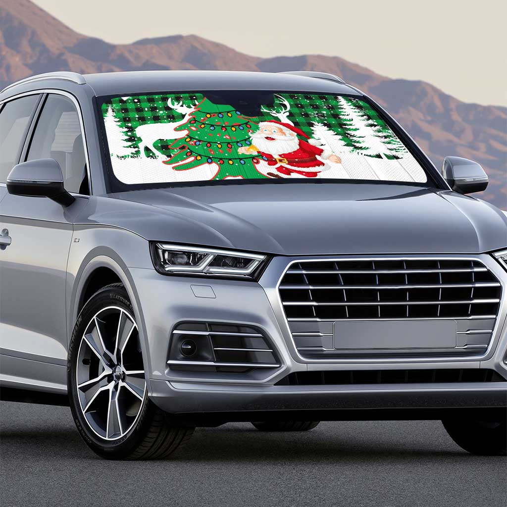 Lebanon Christmas Auto Sun Shade with Santa Claus Reindeer Trees and Festive Knit Pattern - Wonder Print Shop