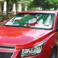Lebanon Christmas Auto Sun Shade with Santa Claus Reindeer Trees and Festive Knit Pattern - Wonder Print Shop