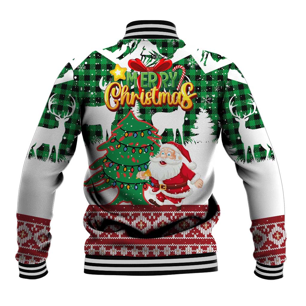 Lebanon Christmas Baseball Jacket with Santa Claus Reindeer Trees and Festive Knit Pattern - Wonder Print Shop