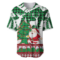 Lebanon Christmas Baseball Jersey with Santa Claus Reindeer Trees and Festive Knit Pattern - Wonder Print Shop
