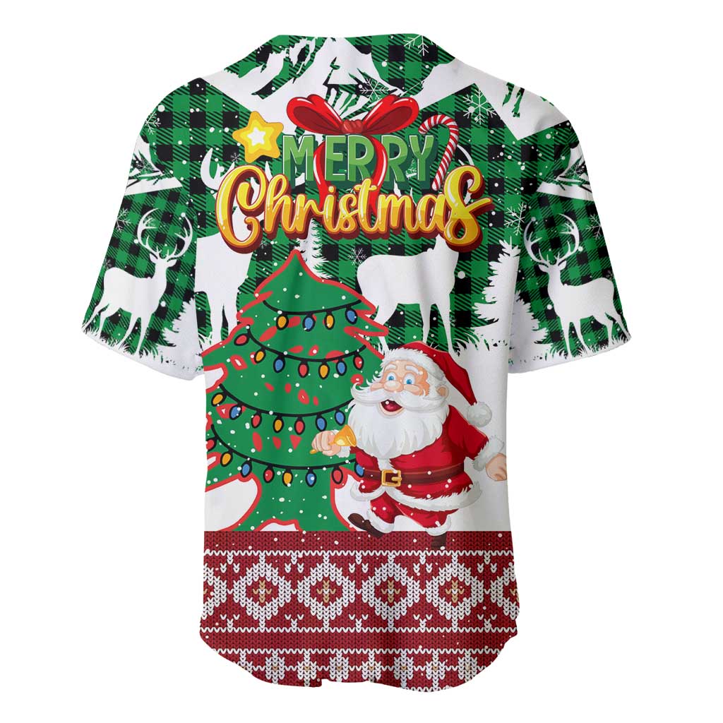 Lebanon Christmas Baseball Jersey with Santa Claus Reindeer Trees and Festive Knit Pattern - Wonder Print Shop