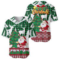 Lebanon Christmas Baseball Jersey with Santa Claus Reindeer Trees and Festive Knit Pattern - Wonder Print Shop