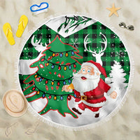 Lebanon Christmas Beach Blanket with Santa Claus Reindeer Trees and Festive Knit Pattern - Wonder Print Shop