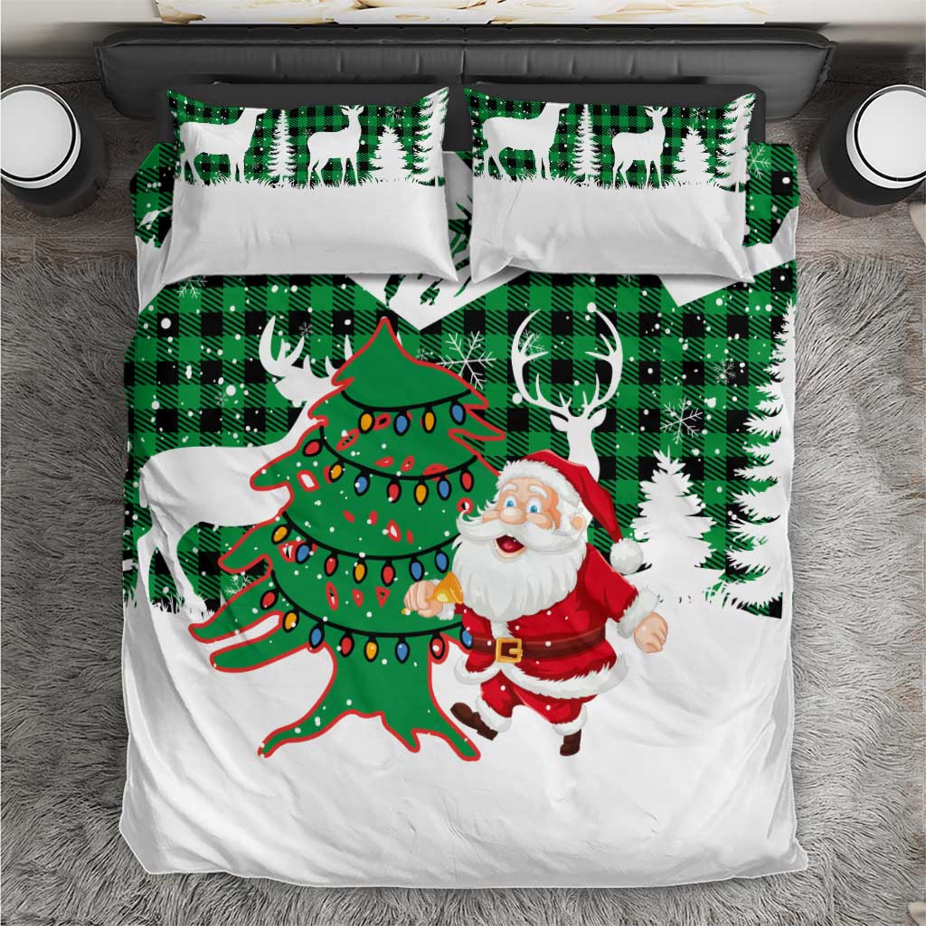 Lebanon Christmas Bedding Set with Santa Claus Reindeer Trees and Festive Knit Pattern - Wonder Print Shop