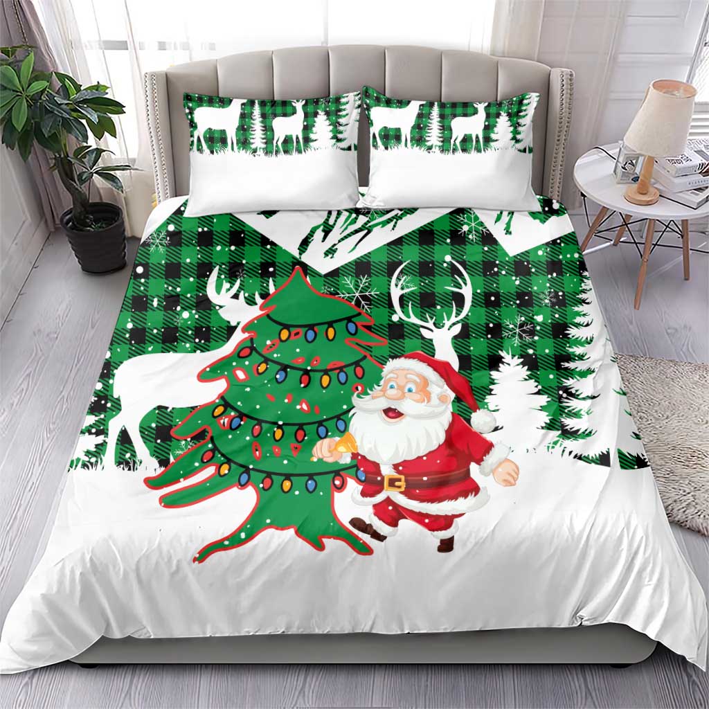 Lebanon Christmas Bedding Set with Santa Claus Reindeer Trees and Festive Knit Pattern - Wonder Print Shop