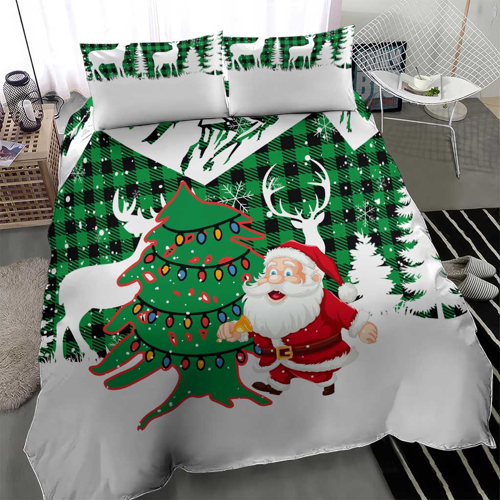 Lebanon Christmas Bedding Set with Santa Claus Reindeer Trees and Festive Knit Pattern - Wonder Print Shop
