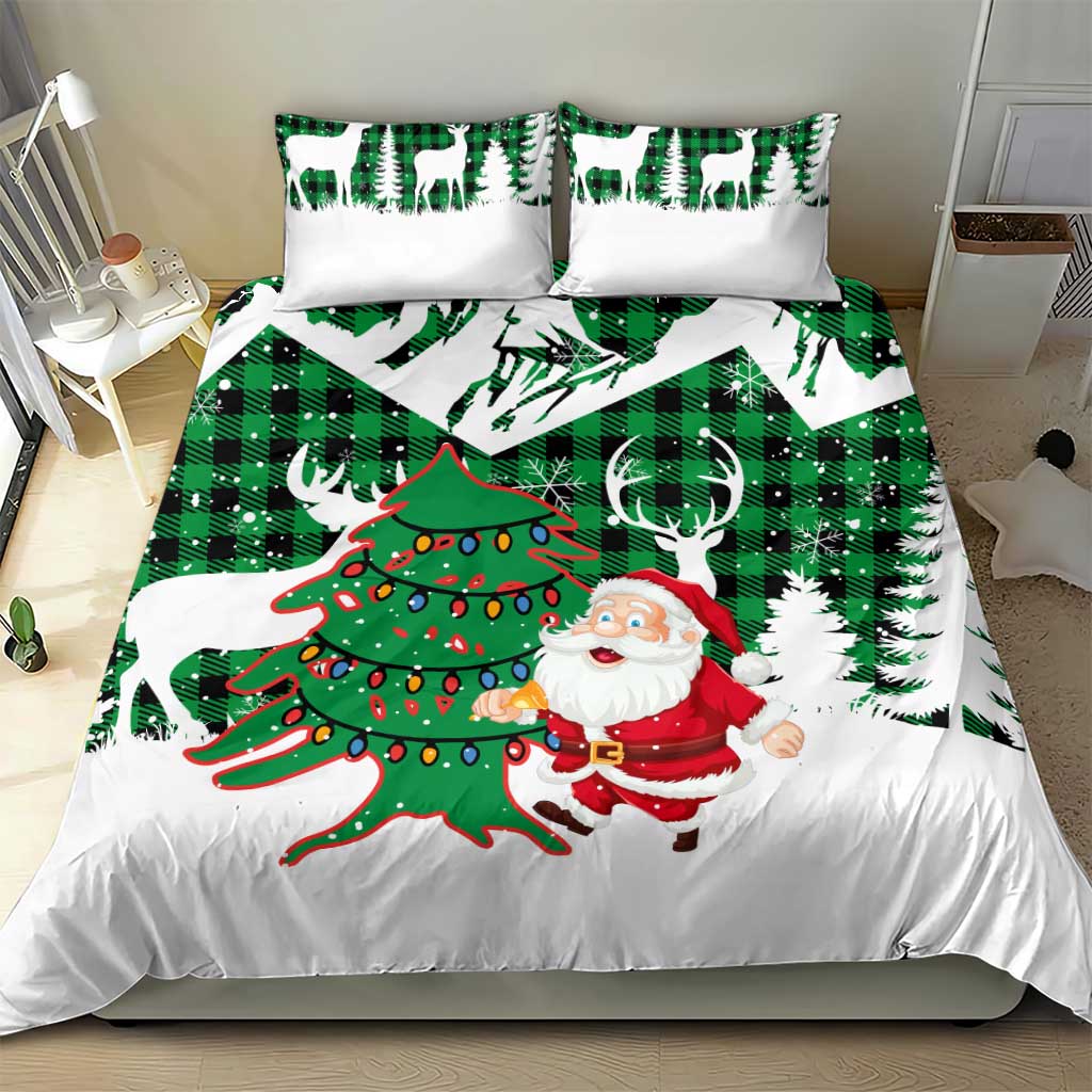 Lebanon Christmas Bedding Set with Santa Claus Reindeer Trees and Festive Knit Pattern - Wonder Print Shop
