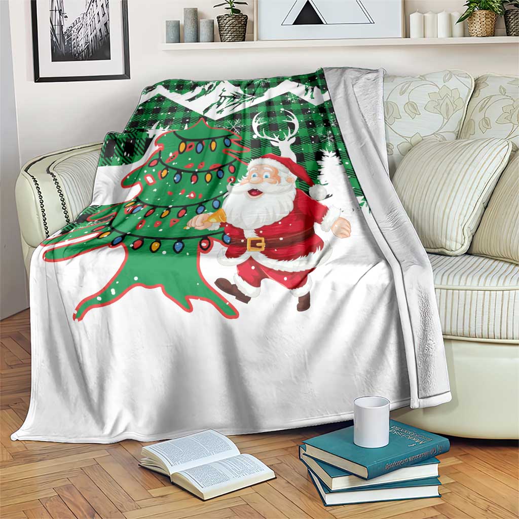 Lebanon Christmas Blanket with Santa Claus Reindeer Trees and Festive Knit Pattern - Wonder Print Shop