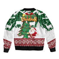 Lebanon Christmas Bomber Jacket with Santa Claus Reindeer Trees and Festive Knit Pattern - Wonder Print Shop