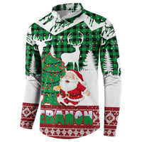 Lebanon Christmas Button Sweatshirt with Santa Claus Reindeer Trees and Festive Knit Pattern - Wonder Print Shop