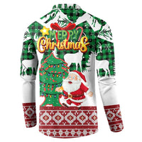 Lebanon Christmas Button Sweatshirt with Santa Claus Reindeer Trees and Festive Knit Pattern - Wonder Print Shop