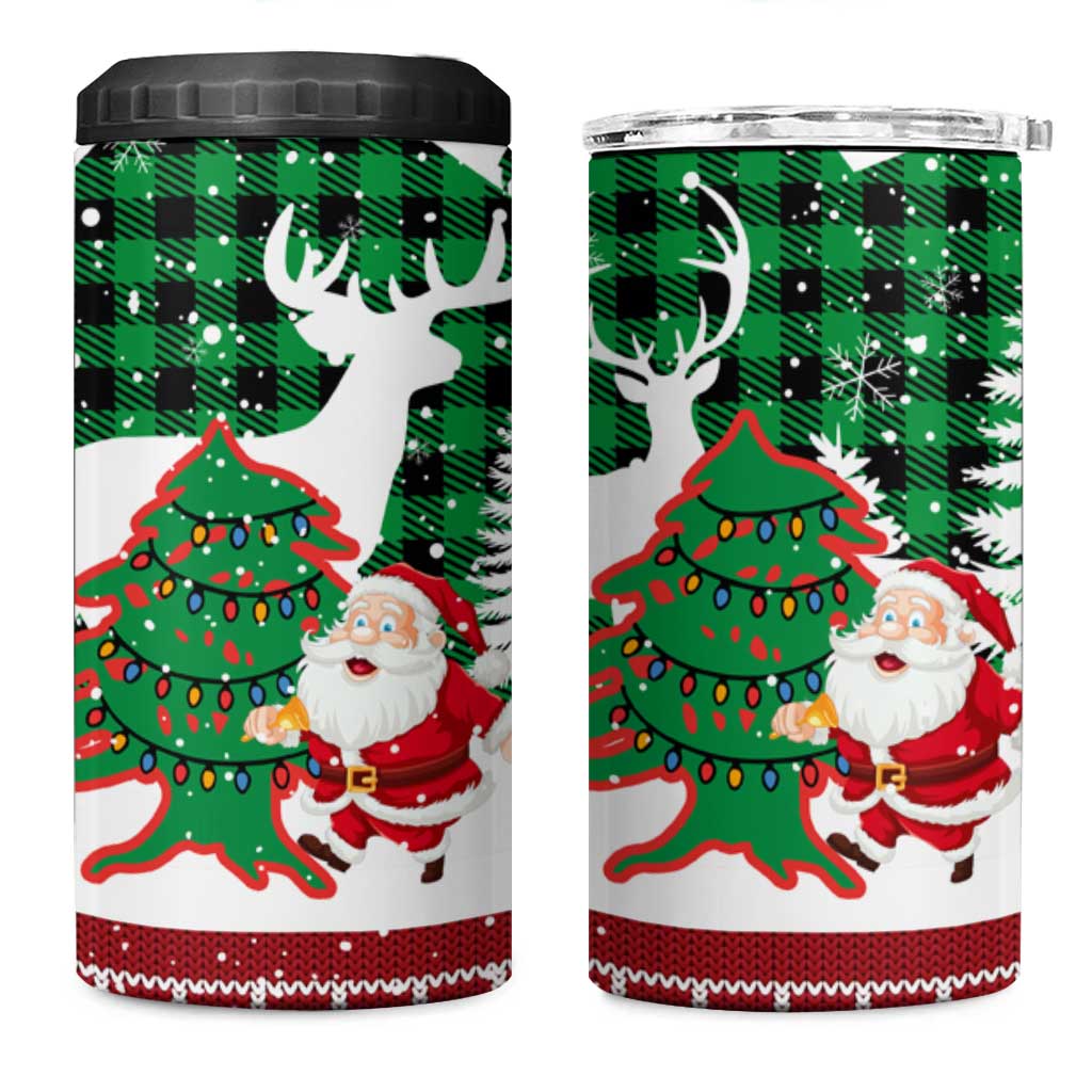 Lebanon Christmas 4 in 1 Can Cooler Tumbler with Santa Claus Reindeer Trees and Festive Knit Pattern - Wonder Print Shop