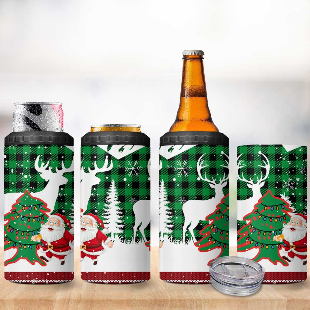 Lebanon Christmas 4 in 1 Can Cooler Tumbler with Santa Claus Reindeer Trees and Festive Knit Pattern - Wonder Print Shop