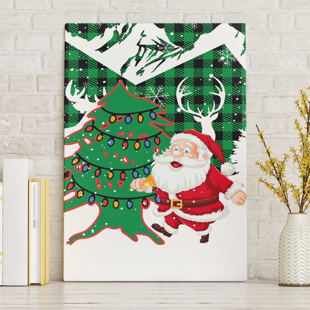 Lebanon Christmas Canvas Wall Art with Santa Claus Reindeer Trees and Festive Knit Pattern - Wonder Print Shop