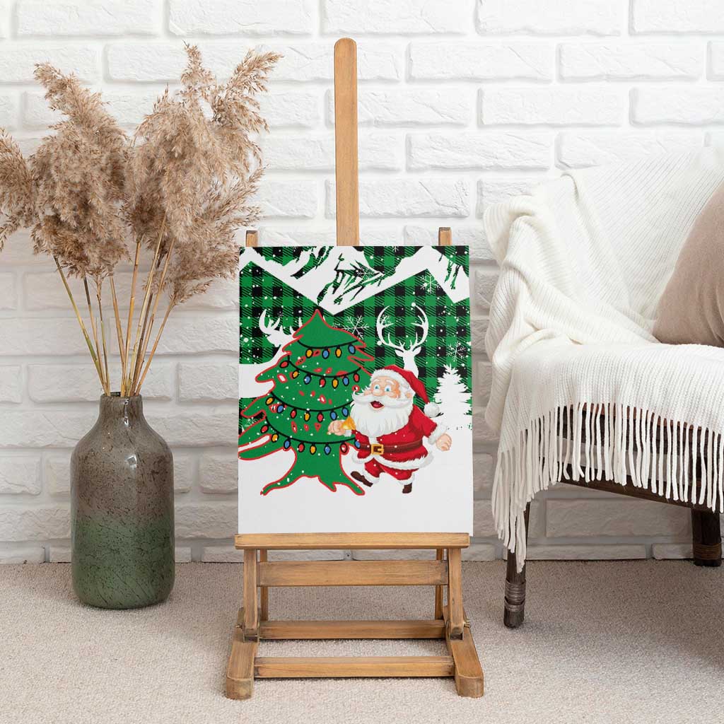 Lebanon Christmas Canvas Wall Art with Santa Claus Reindeer Trees and Festive Knit Pattern - Wonder Print Shop