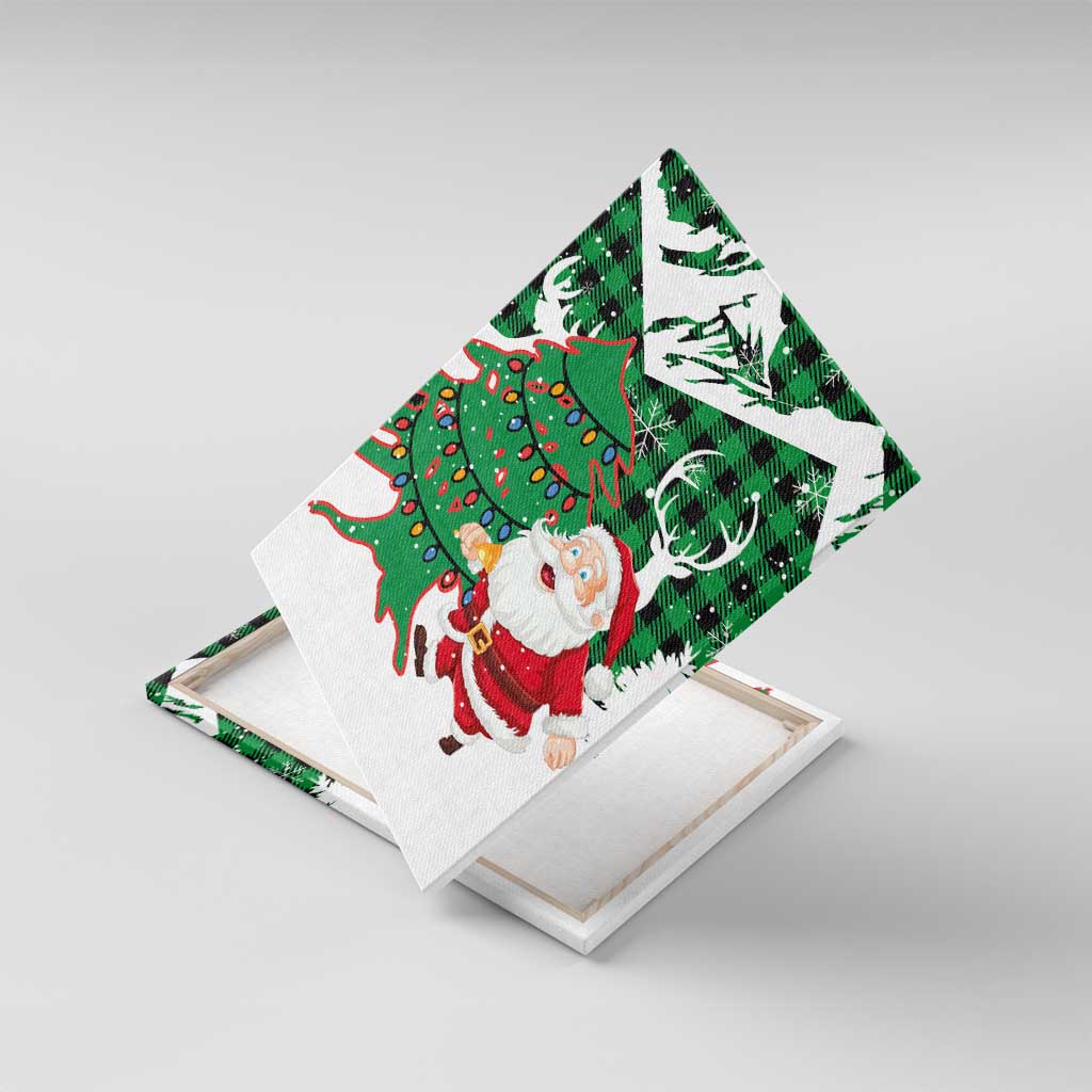 Lebanon Christmas Canvas Wall Art with Santa Claus Reindeer Trees and Festive Knit Pattern - Wonder Print Shop