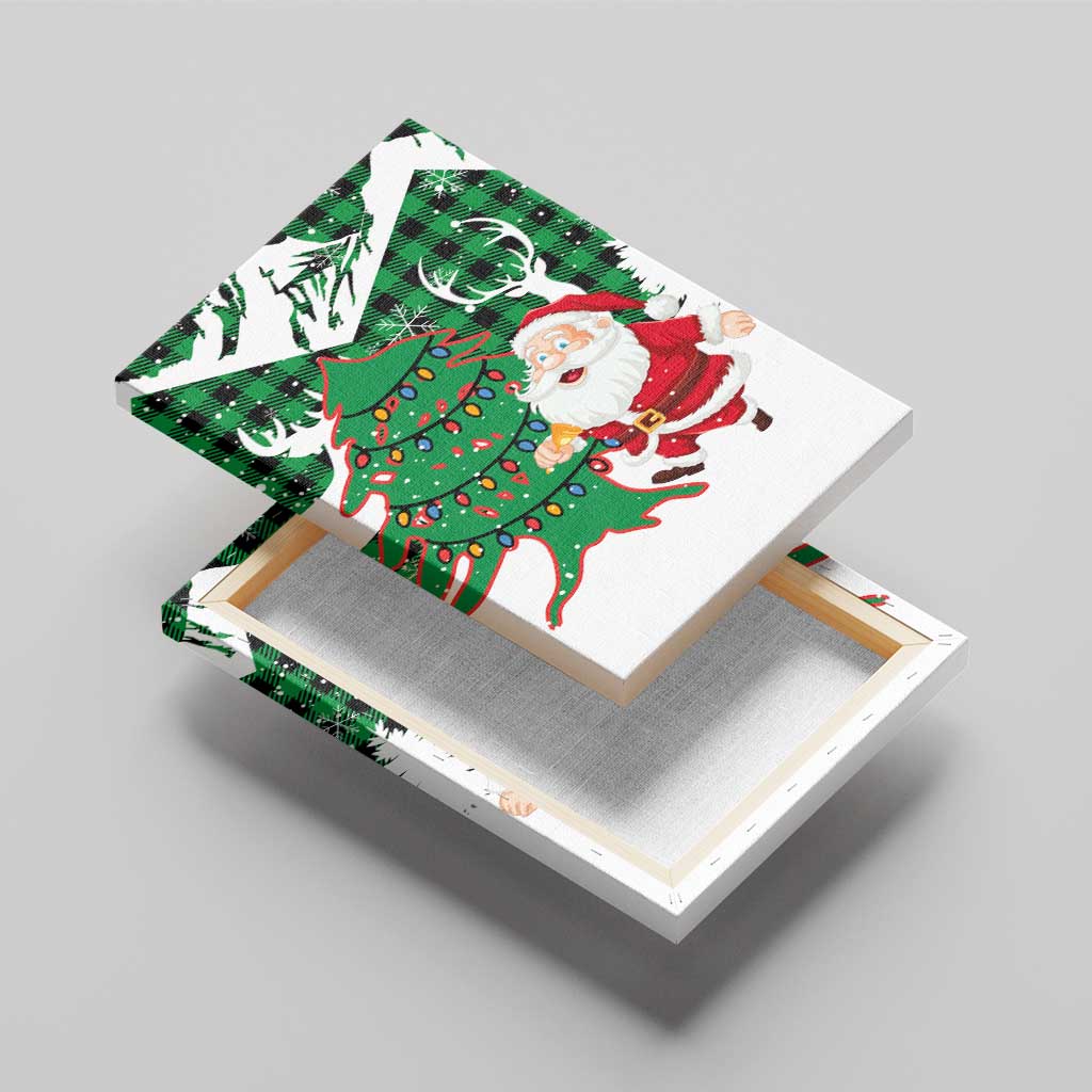 Lebanon Christmas Canvas Wall Art with Santa Claus Reindeer Trees and Festive Knit Pattern - Wonder Print Shop