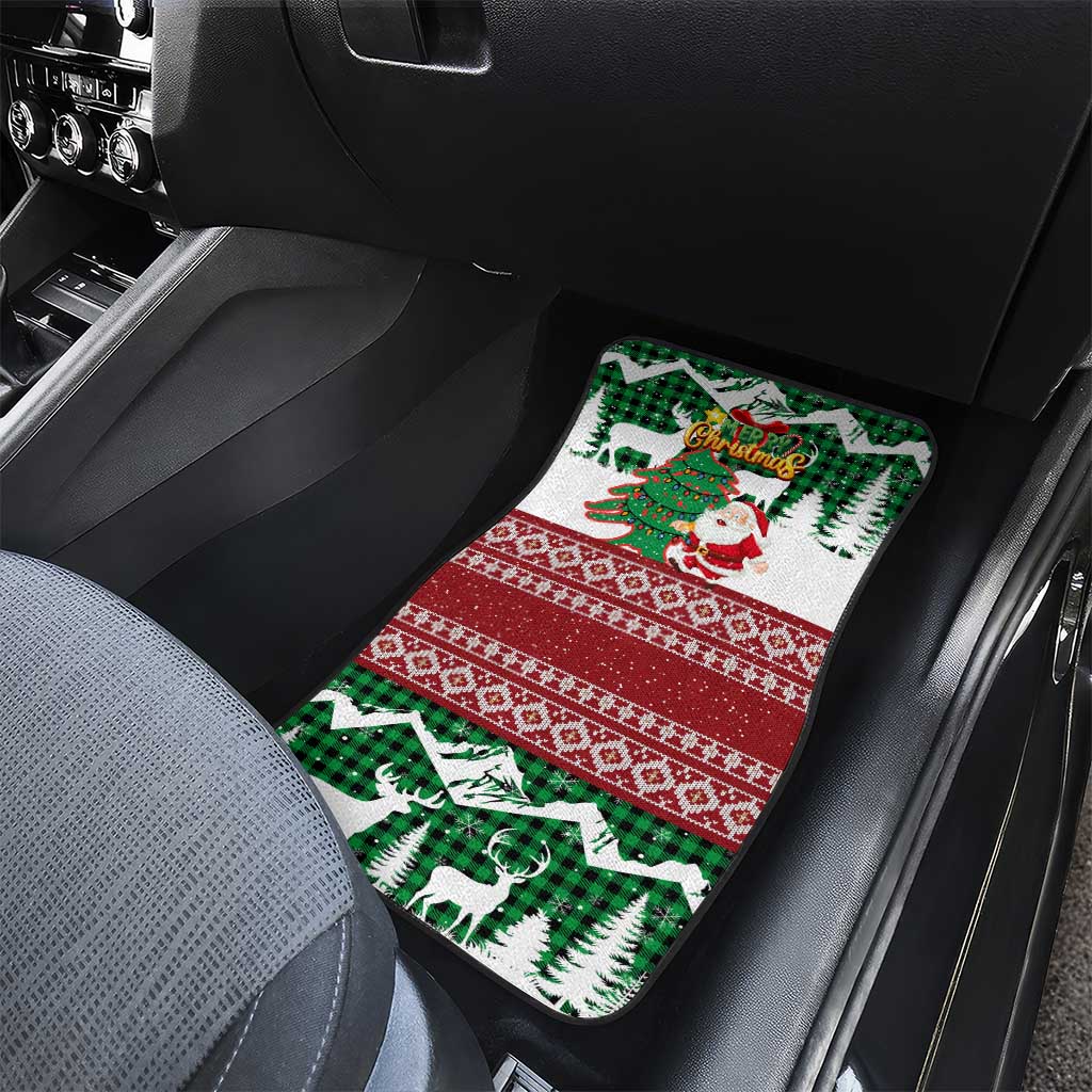 Lebanon Christmas Car Mats with Santa Claus Reindeer Trees and Festive Knit Pattern - Wonder Print Shop