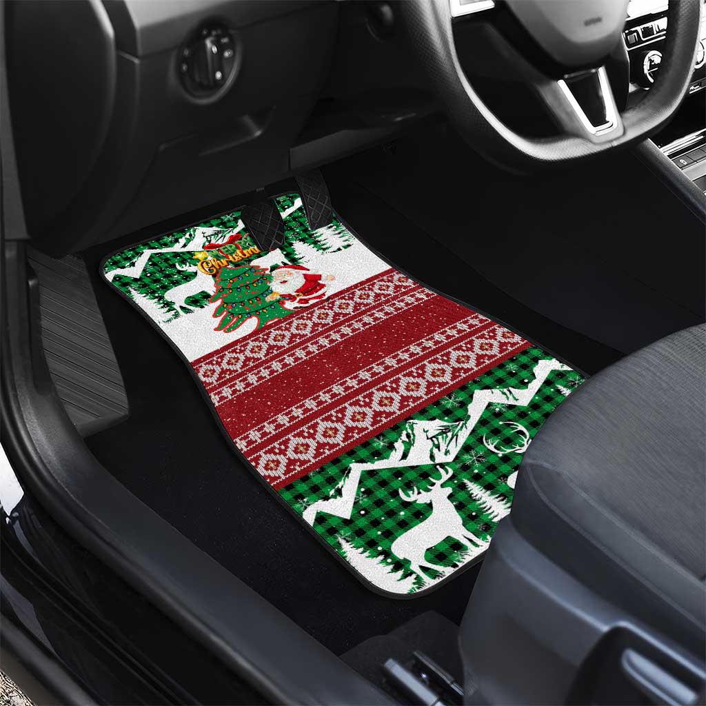 Lebanon Christmas Car Mats with Santa Claus Reindeer Trees and Festive Knit Pattern - Wonder Print Shop
