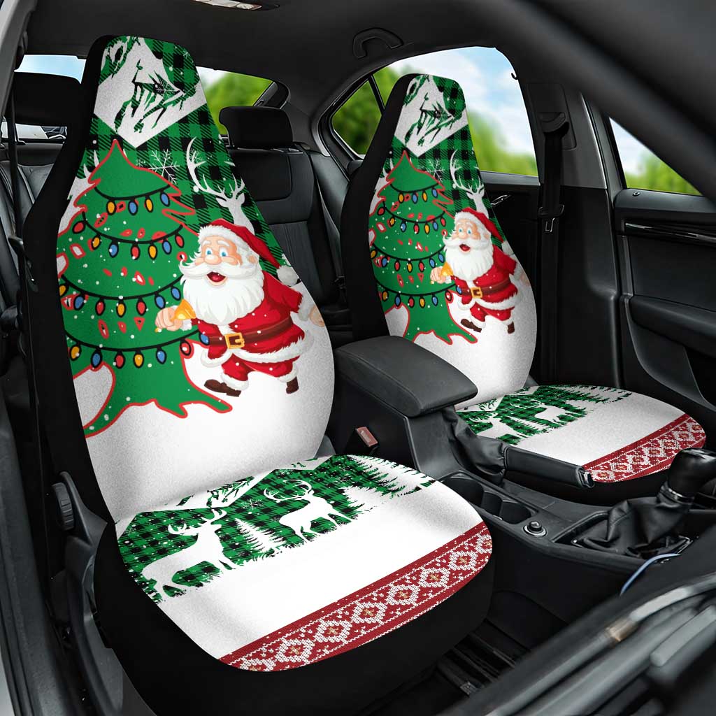 Lebanon Christmas Car Seat Cover with Santa Claus Reindeer Trees and Festive Knit Pattern - Wonder Print Shop
