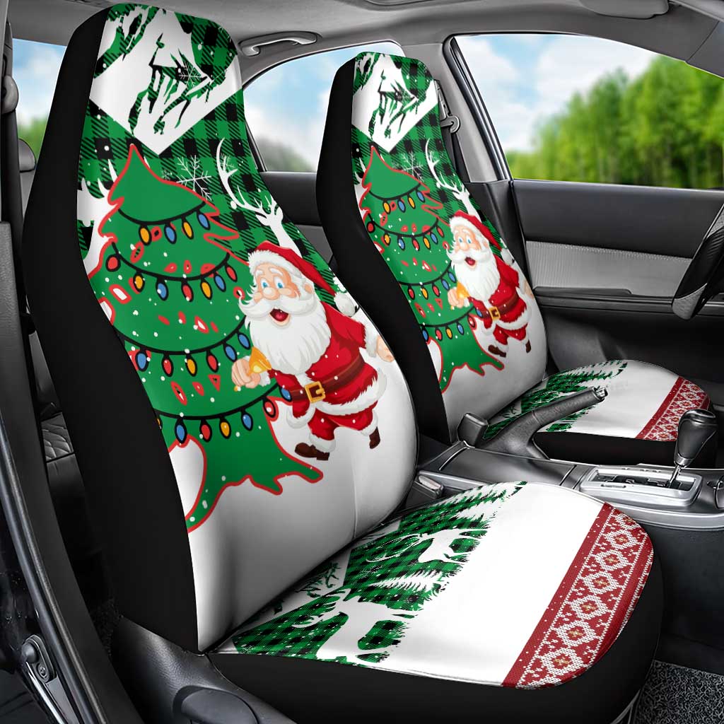 Lebanon Christmas Car Seat Cover with Santa Claus Reindeer Trees and Festive Knit Pattern - Wonder Print Shop
