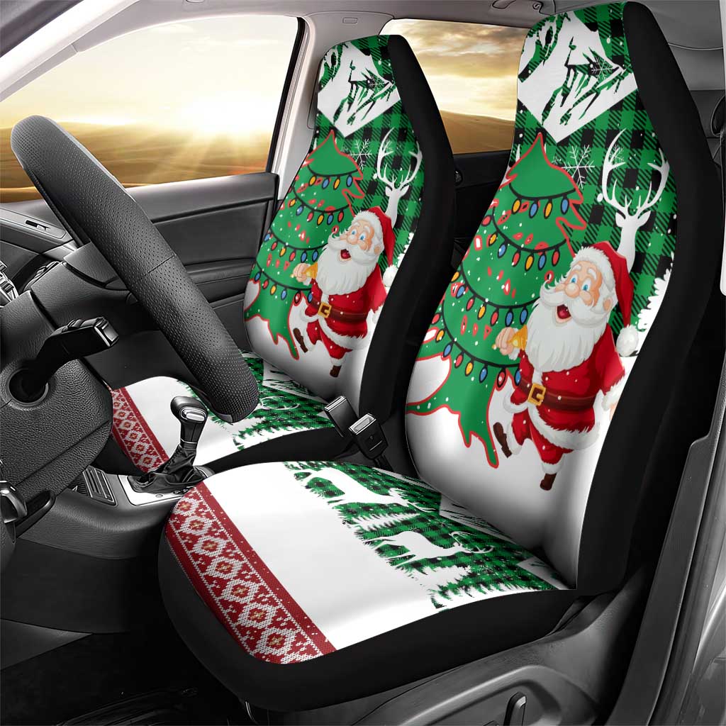 Lebanon Christmas Car Seat Cover with Santa Claus Reindeer Trees and Festive Knit Pattern - Wonder Print Shop