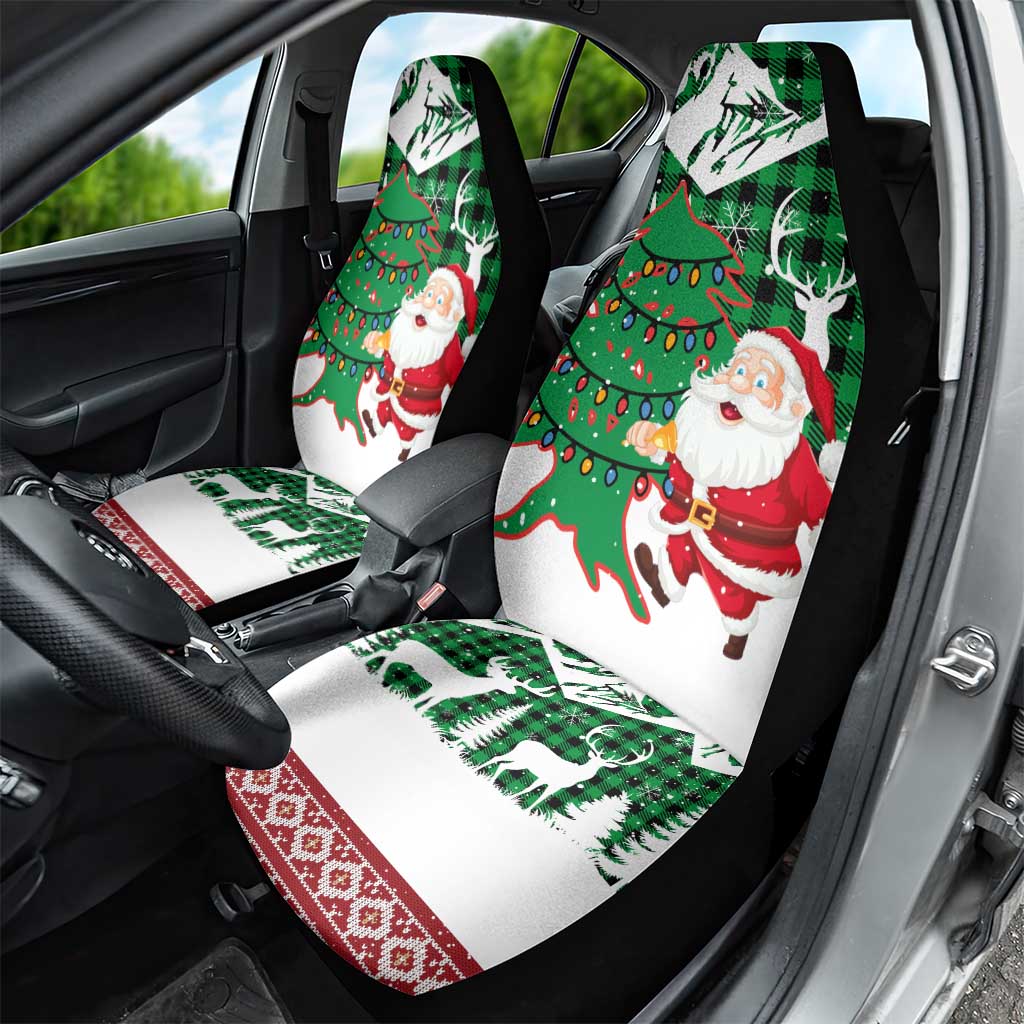 Lebanon Christmas Car Seat Cover with Santa Claus Reindeer Trees and Festive Knit Pattern - Wonder Print Shop