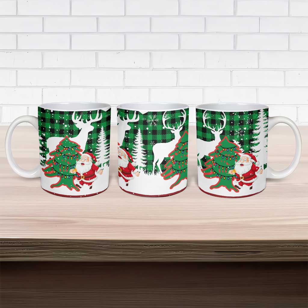 Lebanon Christmas Ceramic Mug with Santa Claus Reindeer Trees and Festive Knit Pattern - Wonder Print Shop