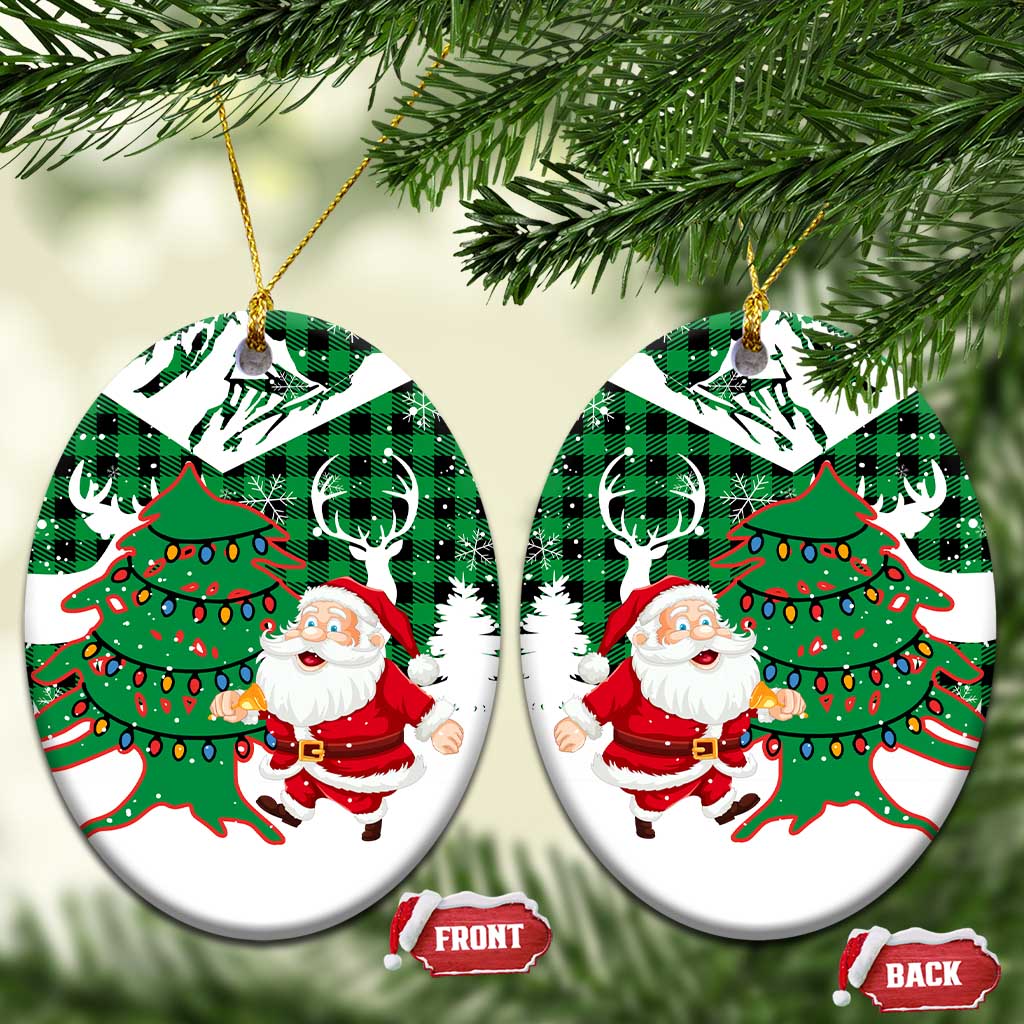 Lebanon Christmas Ceramic Ornament with Santa Claus Reindeer Trees and Festive Knit Pattern - Wonder Print Shop