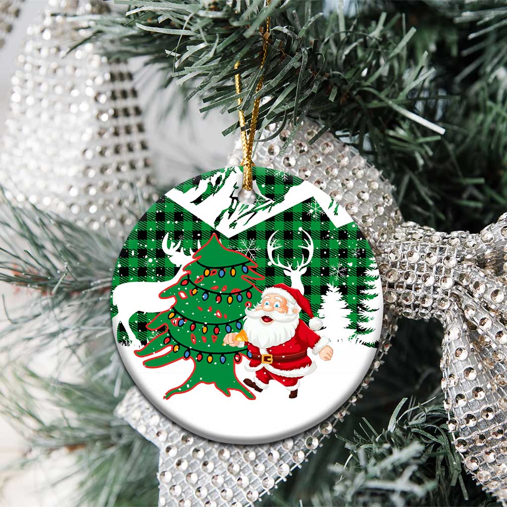 Lebanon Christmas Ceramic Ornament with Santa Claus Reindeer Trees and Festive Knit Pattern - Wonder Print Shop