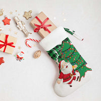 Lebanon Christmas Stocking with Santa Claus Reindeer Trees and Festive Knit Pattern - Wonder Print Shop