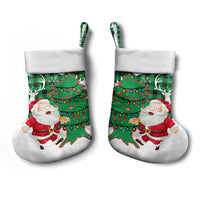 Lebanon Christmas Stocking with Santa Claus Reindeer Trees and Festive Knit Pattern - Wonder Print Shop