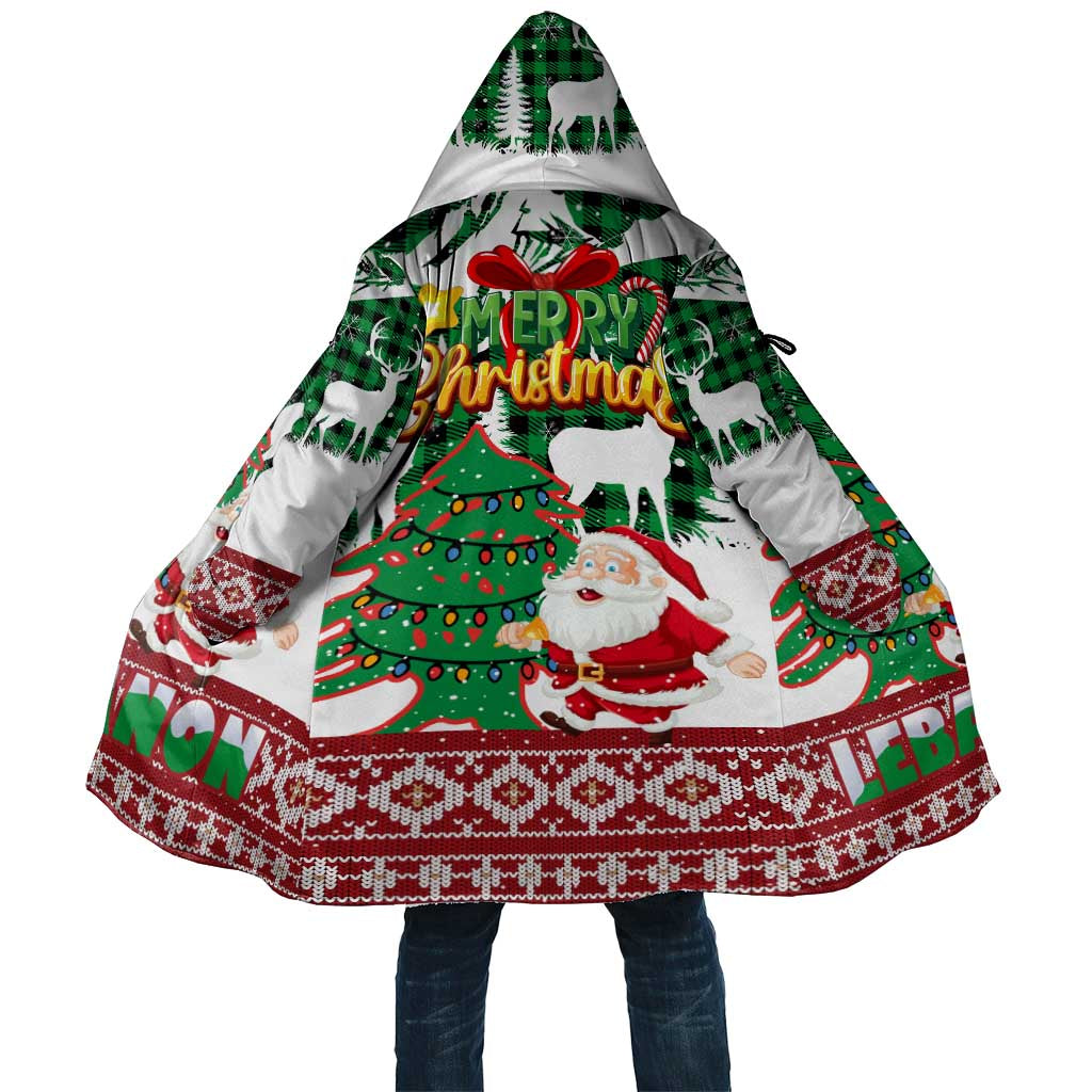 Lebanon Christmas Cloak with Santa Claus Reindeer Trees and Festive Knit Pattern - Wonder Print Shop